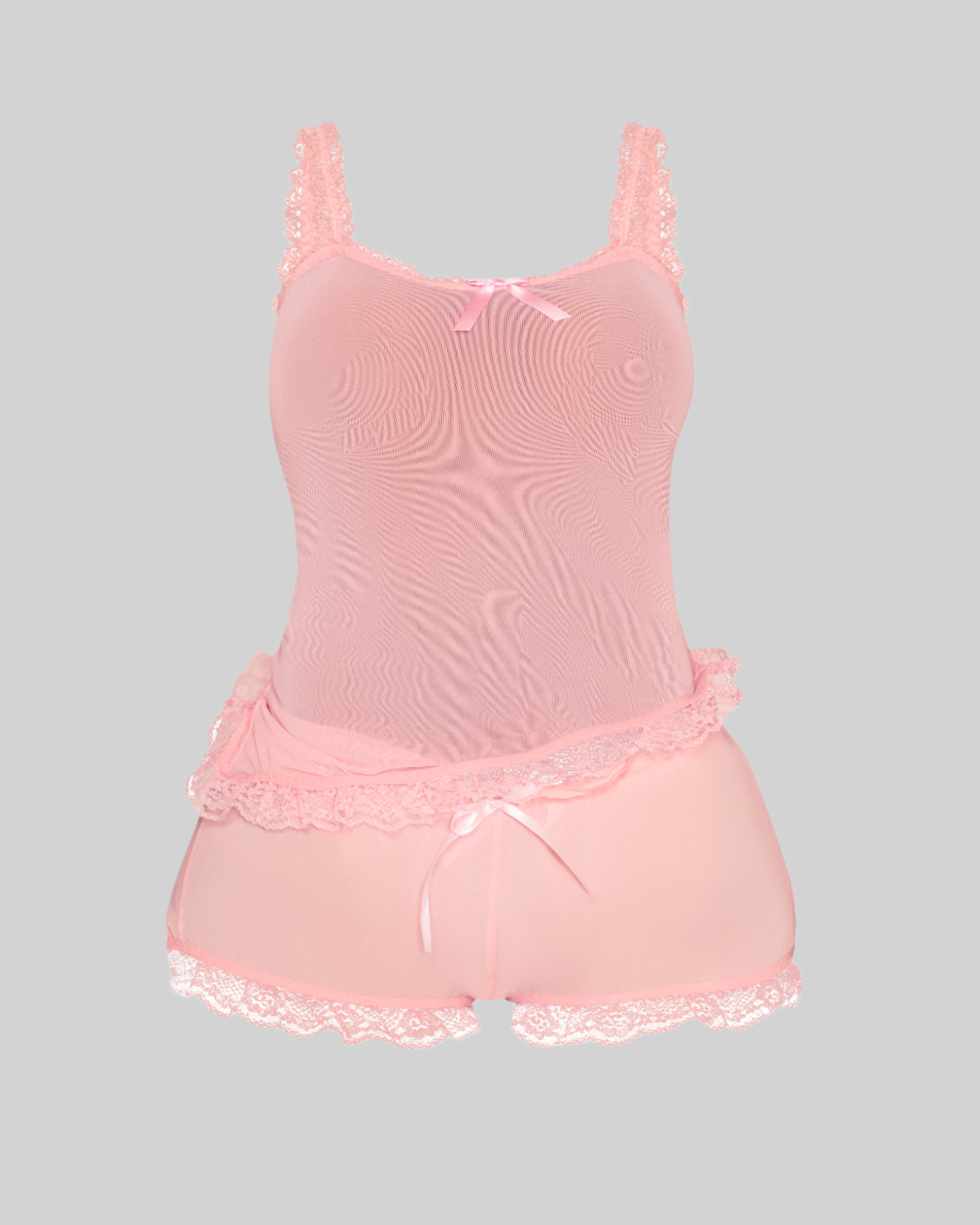 LOVE ME NOT SCALLOPED MESH SHORTS (BABY PINK)