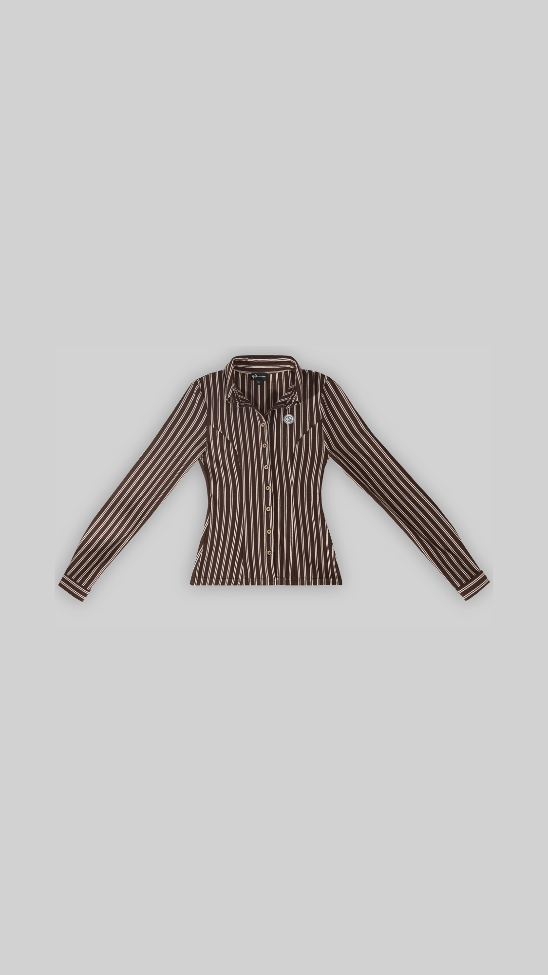 STRIPED V BUTTON TOP (ESPRESSO)