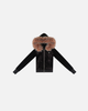 VELOUR PLUSH TRACKSUIT JACKET WITH FUR (BLACK)