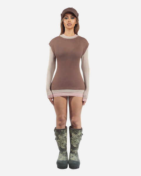 COLOR-BLOCK LAYERED LONG-SLEEVE