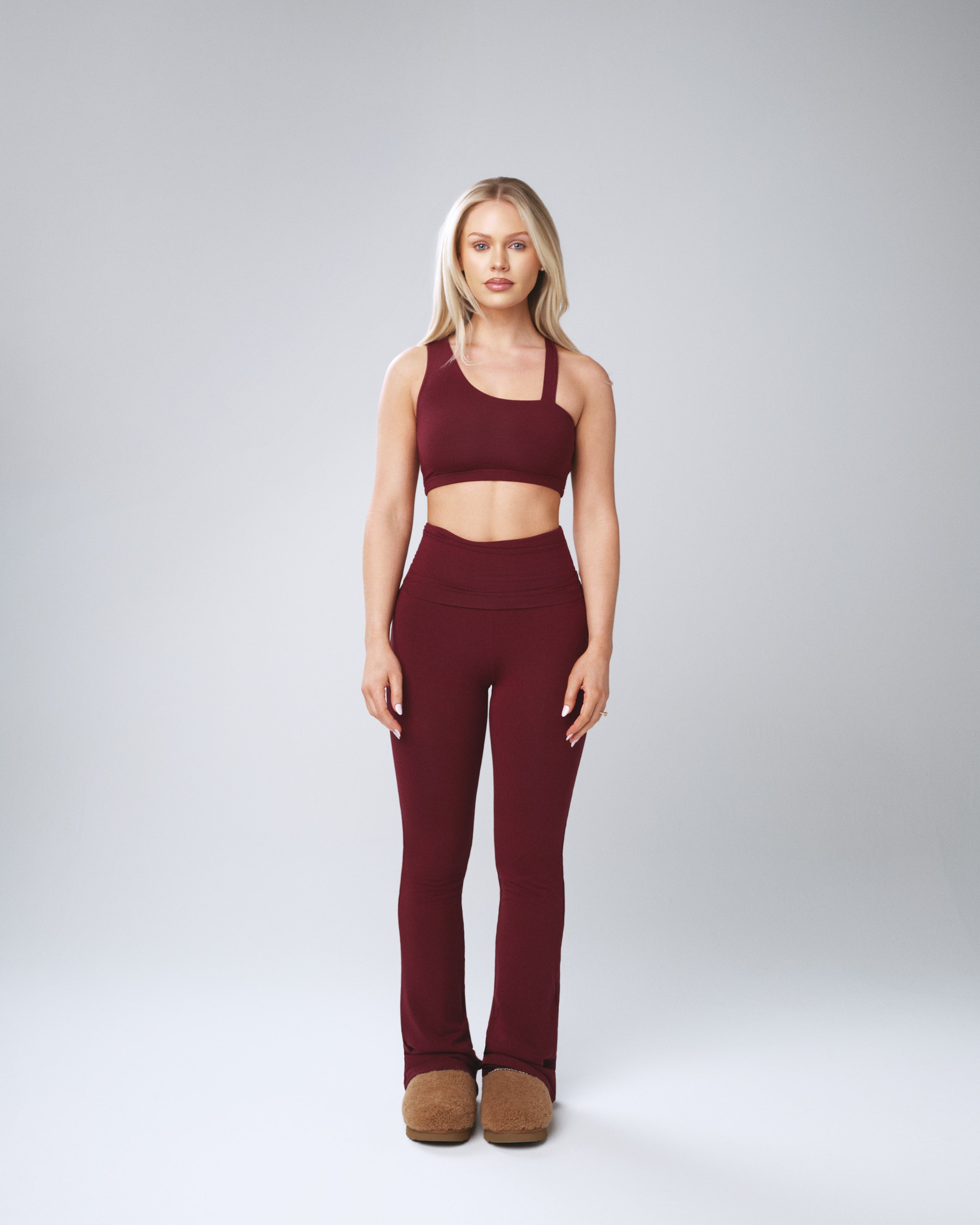 ASYMMETRICAL LOUNGE BRA TOP (BURGUNDY) – WAYDAMIN
