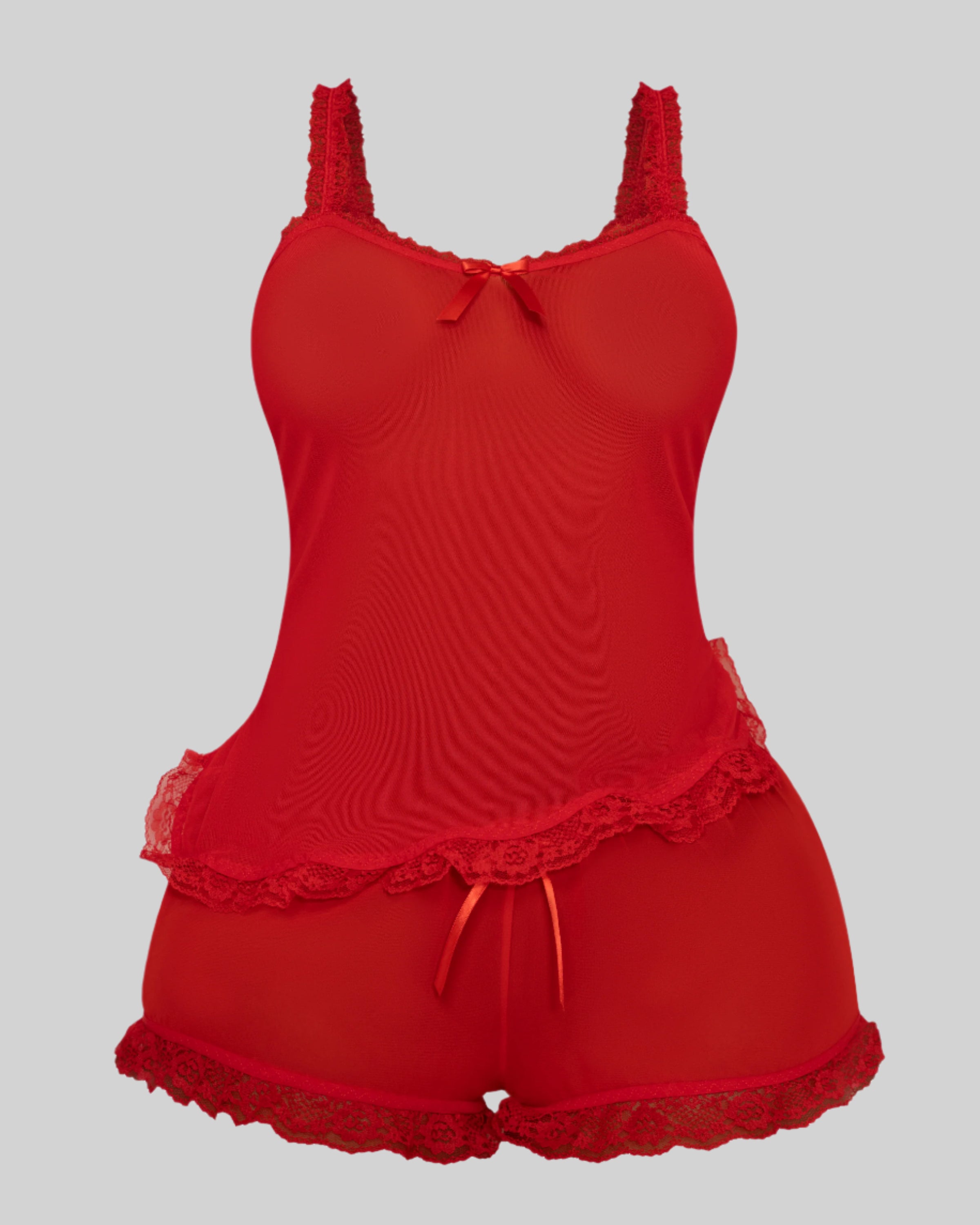 LOVE ME NOT SCALLOPED MESH TOP (CHERRY)