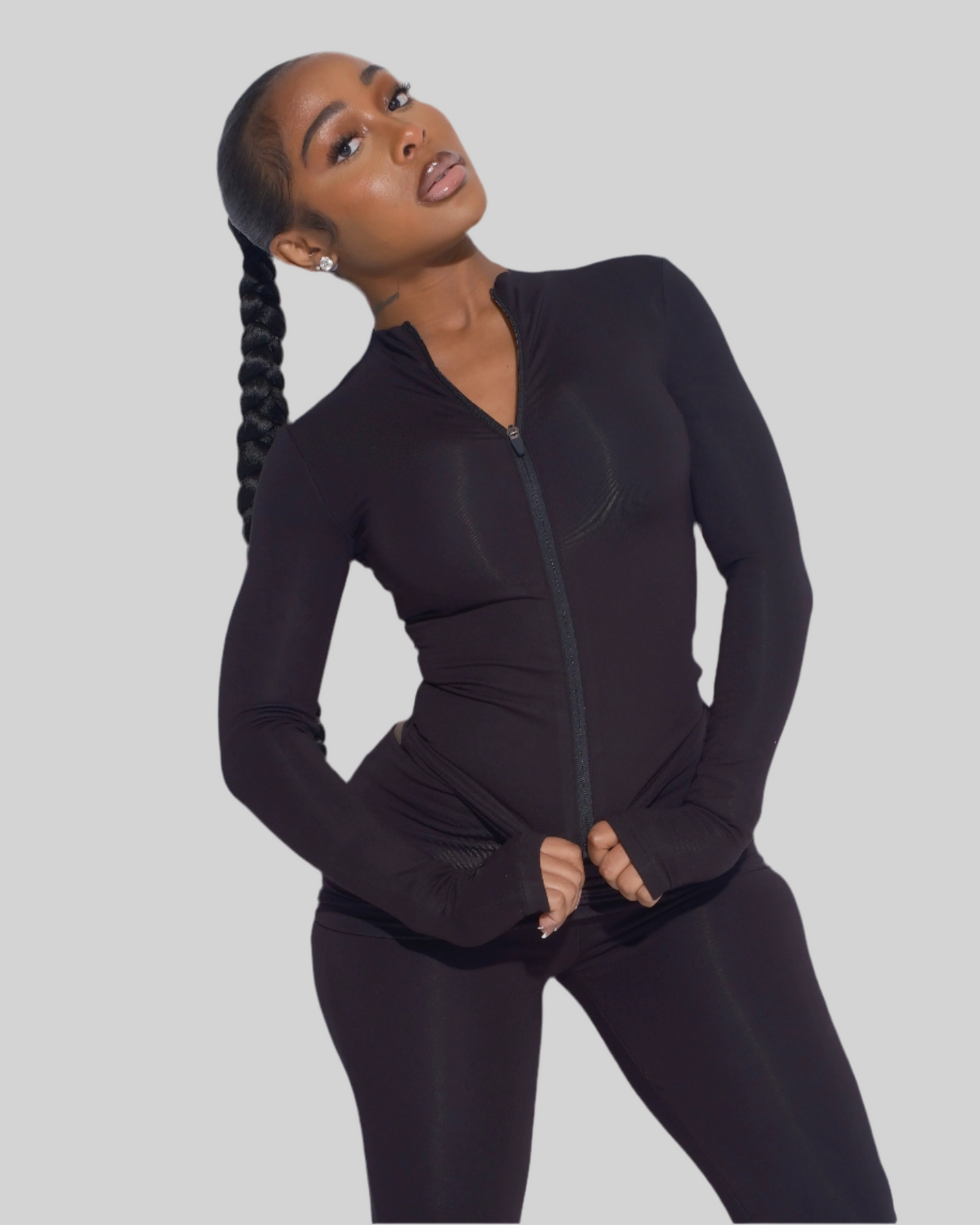 SEAMLESS ZIP UP JACKET (BLACK)