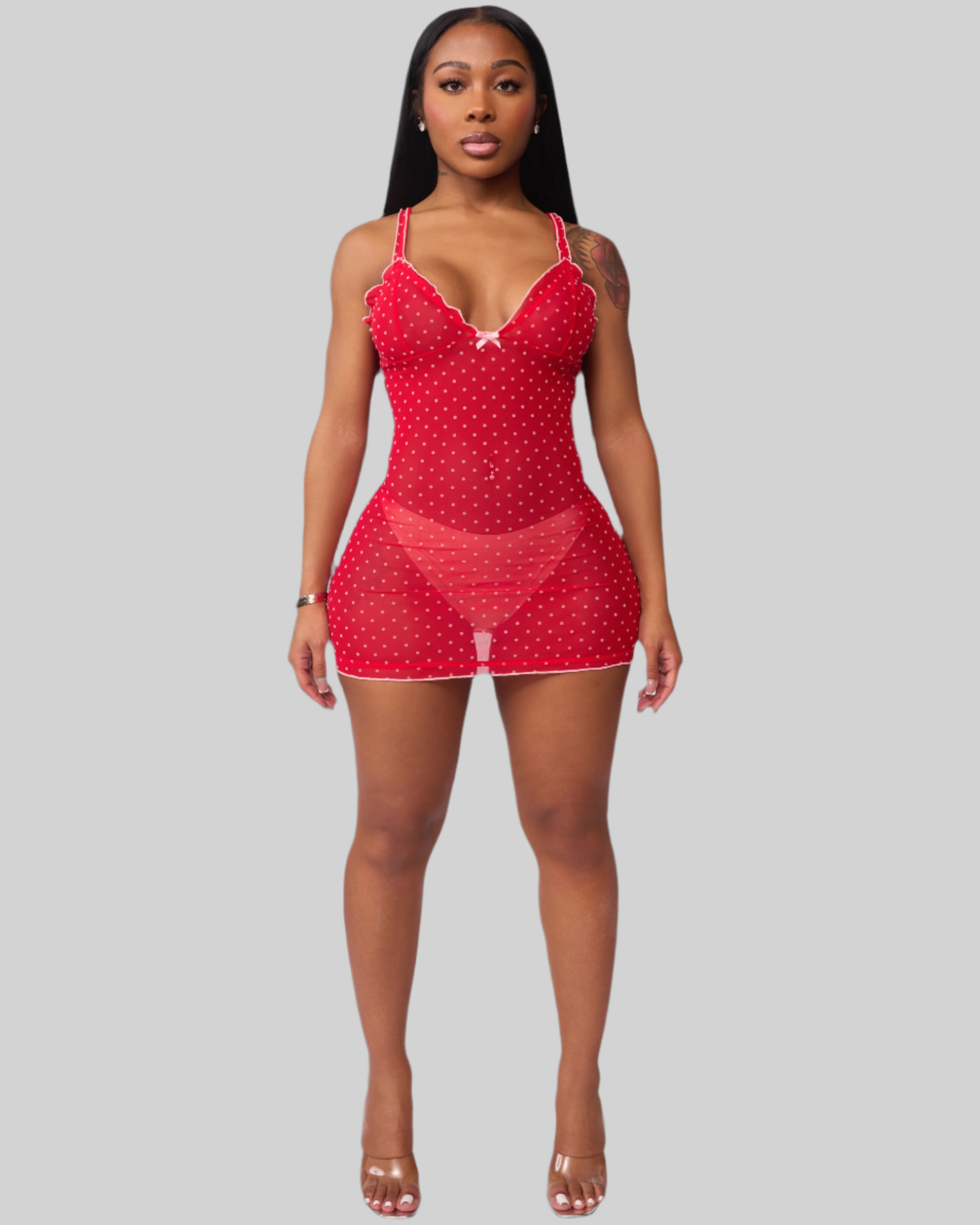 BUSTIER NIGHT CAP MINI DRESS (CHERRY)