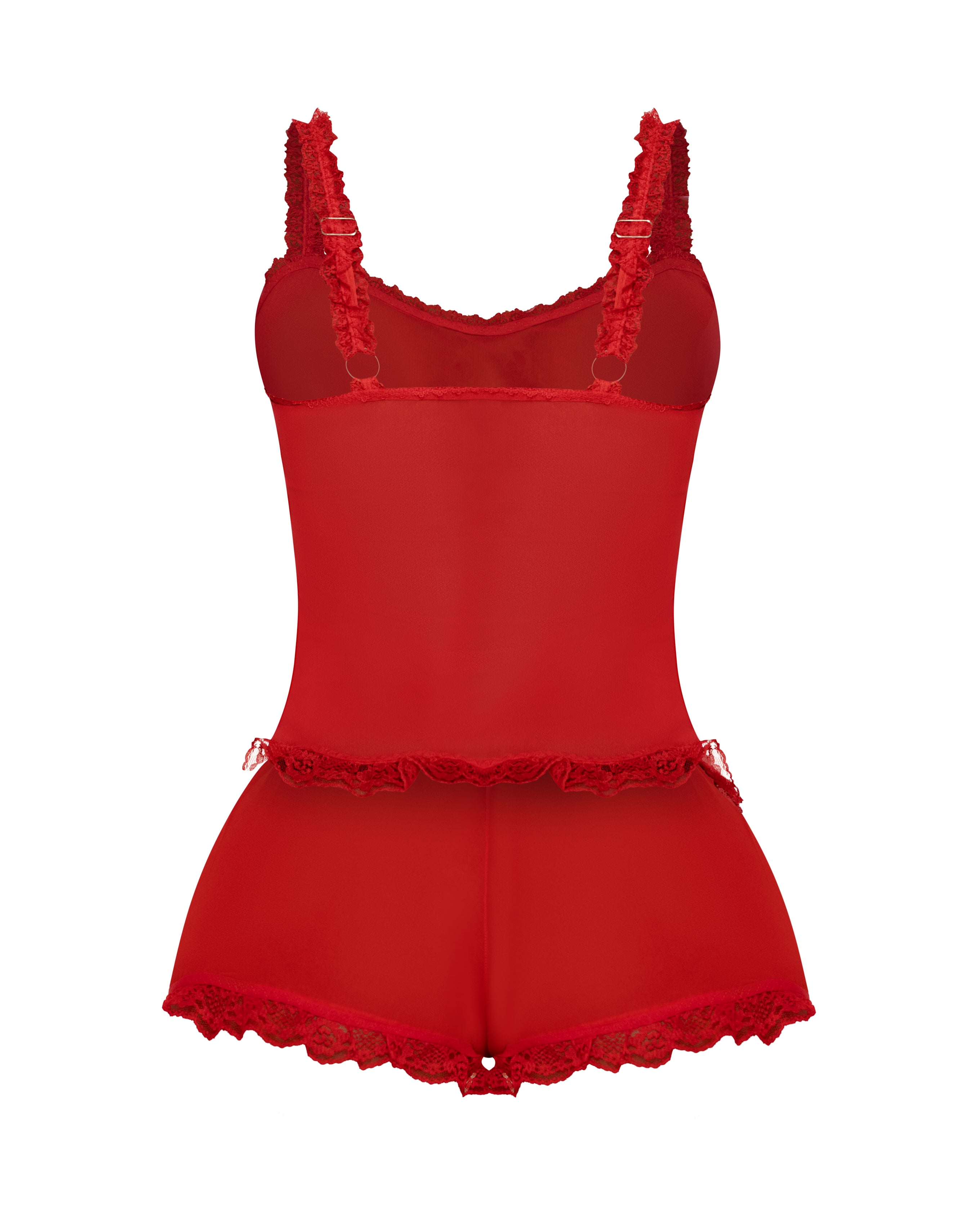 LOVE ME NOT SCALLOPED MESH TOP (CHERRY)