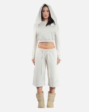 COWL CROP AIR-FORCE HOODIE (SAND)