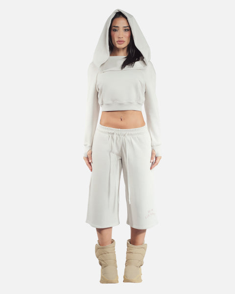 COWL CROP AIR-FORCE HOODIE (SAND)