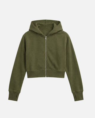 COZY LOUNGE ZIP HOODIE (ARMY GREEN)