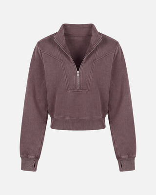 QUARTER ZIP AIR-FORCE PULLOVER (BROWN)