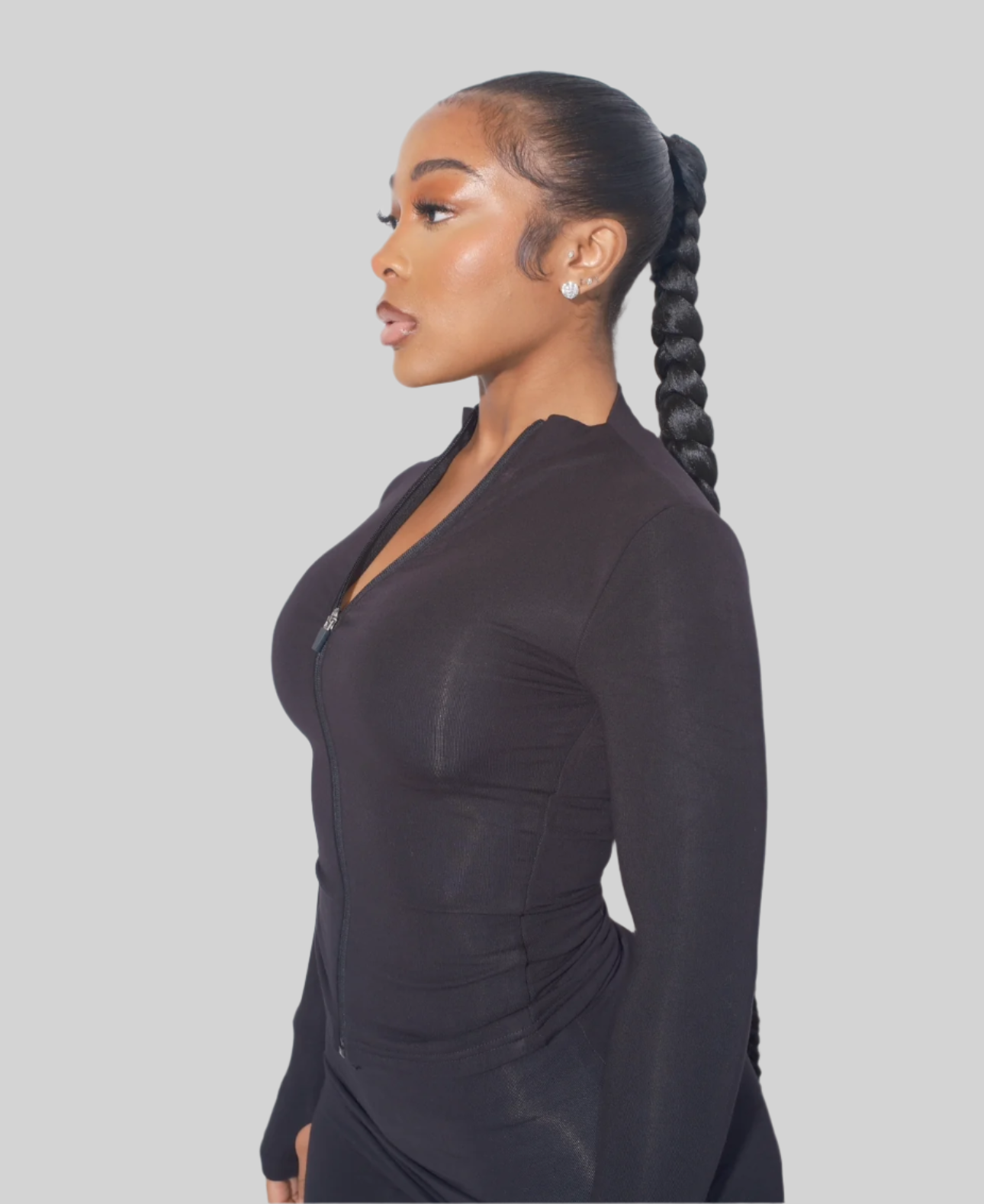 SEAMLESS ZIP UP JACKET (BLACK)