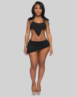 COVER UP FRILL MINI SKIRT (BLACK)