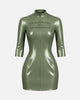 [PRE-ORDER] SURPLUS MINI LATEX ZIP DRESS (ARMY GREEN)