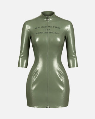 [PRE-ORDER] SURPLUS MINI LATEX ZIP DRESS (ARMY GREEN)