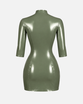 [PRE-ORDER] SURPLUS MINI LATEX ZIP DRESS (ARMY GREEN)