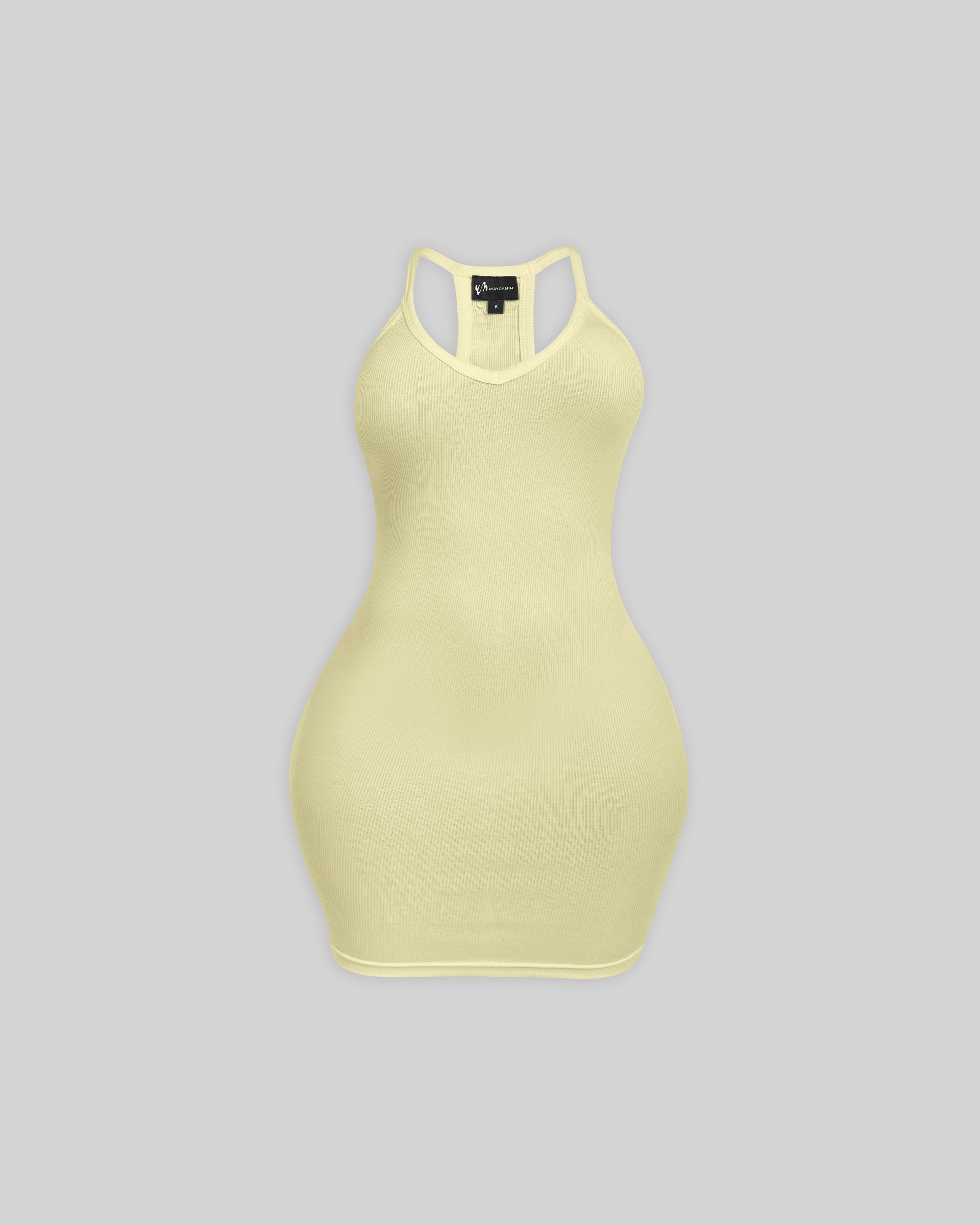 yellow ribbed tank dress Essential Cotton Tank Bodycon Midi Dress