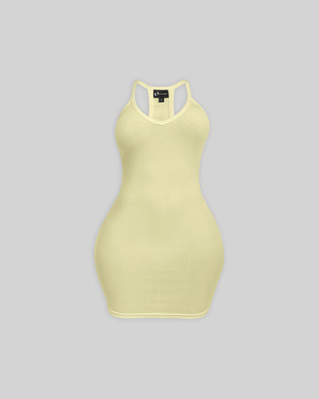 yellow bodycon tank dress BASICS RIBBED MINI (BUTTER) – WAYDAMIN tone depth Flattering bodycon