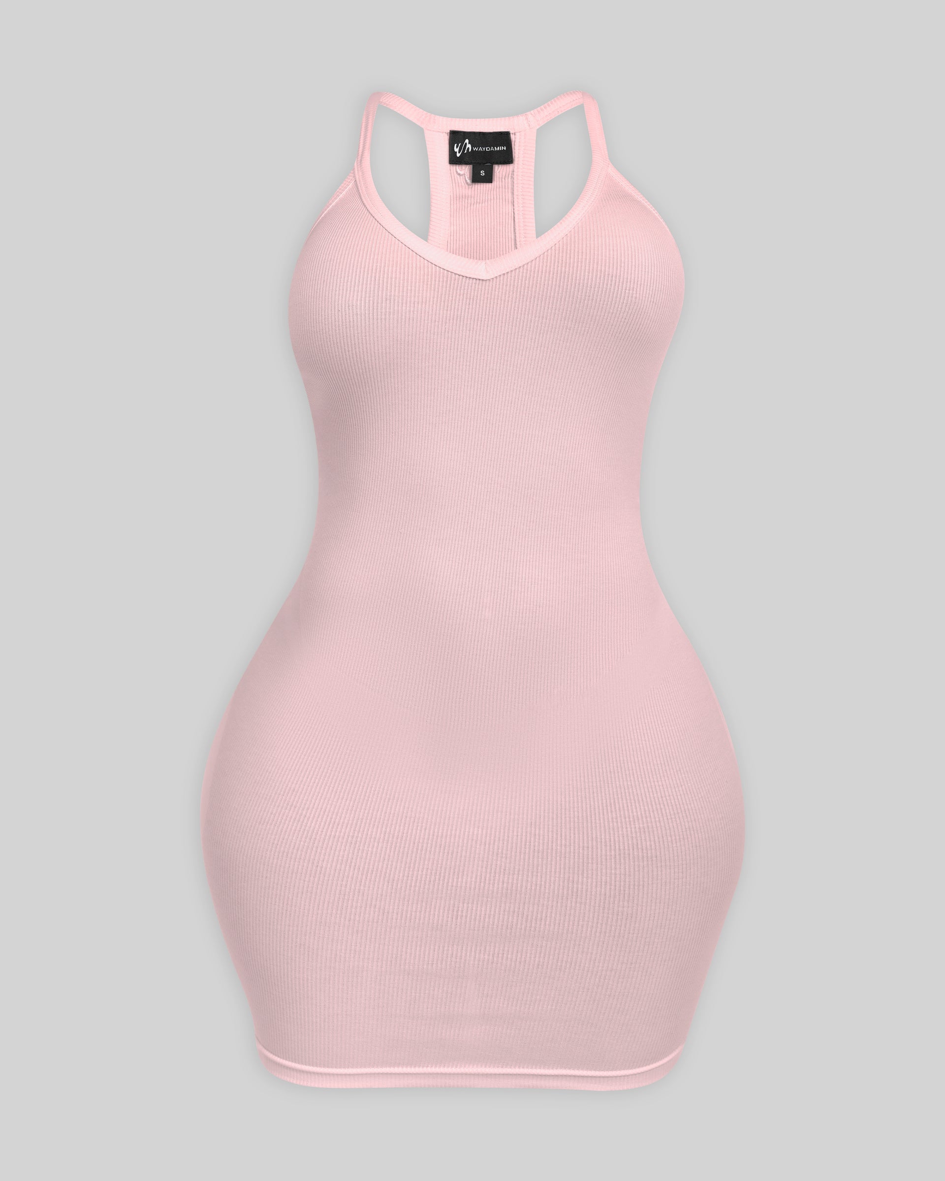 pink ribbed tank dress Brgzlk Square Neck Sleeveless Tank Dresses for Women Summer Solid Color Ribbed Dress Bodycon Beach Sundresses Slim Fitted Pencil Dresses Hot Pink S,