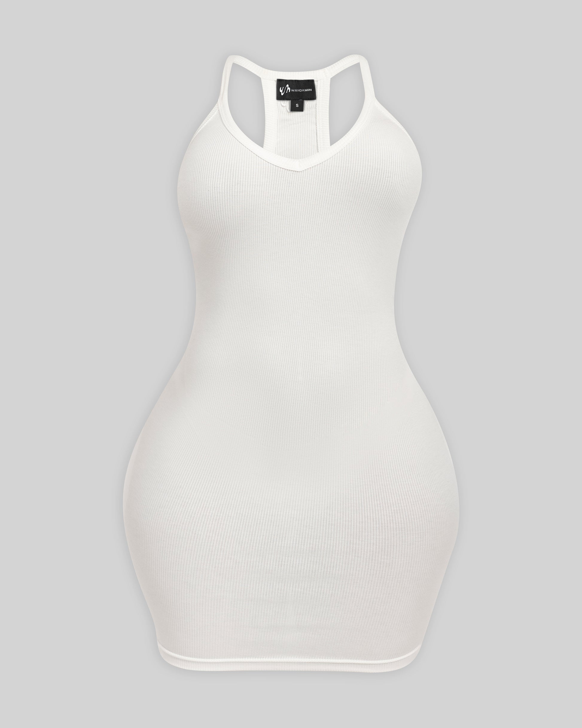 BASICS RIBBED TANK MINI DRESS (WHITE) – WAYDAMIN