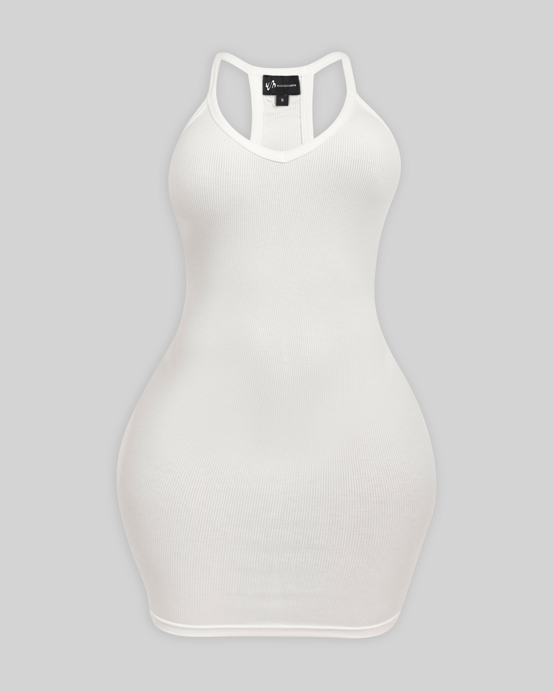 BASICS RIBBED TANK MINI DRESS (WHITE) – WAYDAMIN
