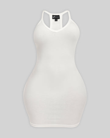 BASICS RIBBED TANK MINI DRESS (WHITE) – WAYDAMIN